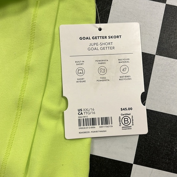 NWT GOAL GETTER SKORT •Jupe-Short Goal Getter• Athleta Girl (XXL/16) - Picture 5 of 9